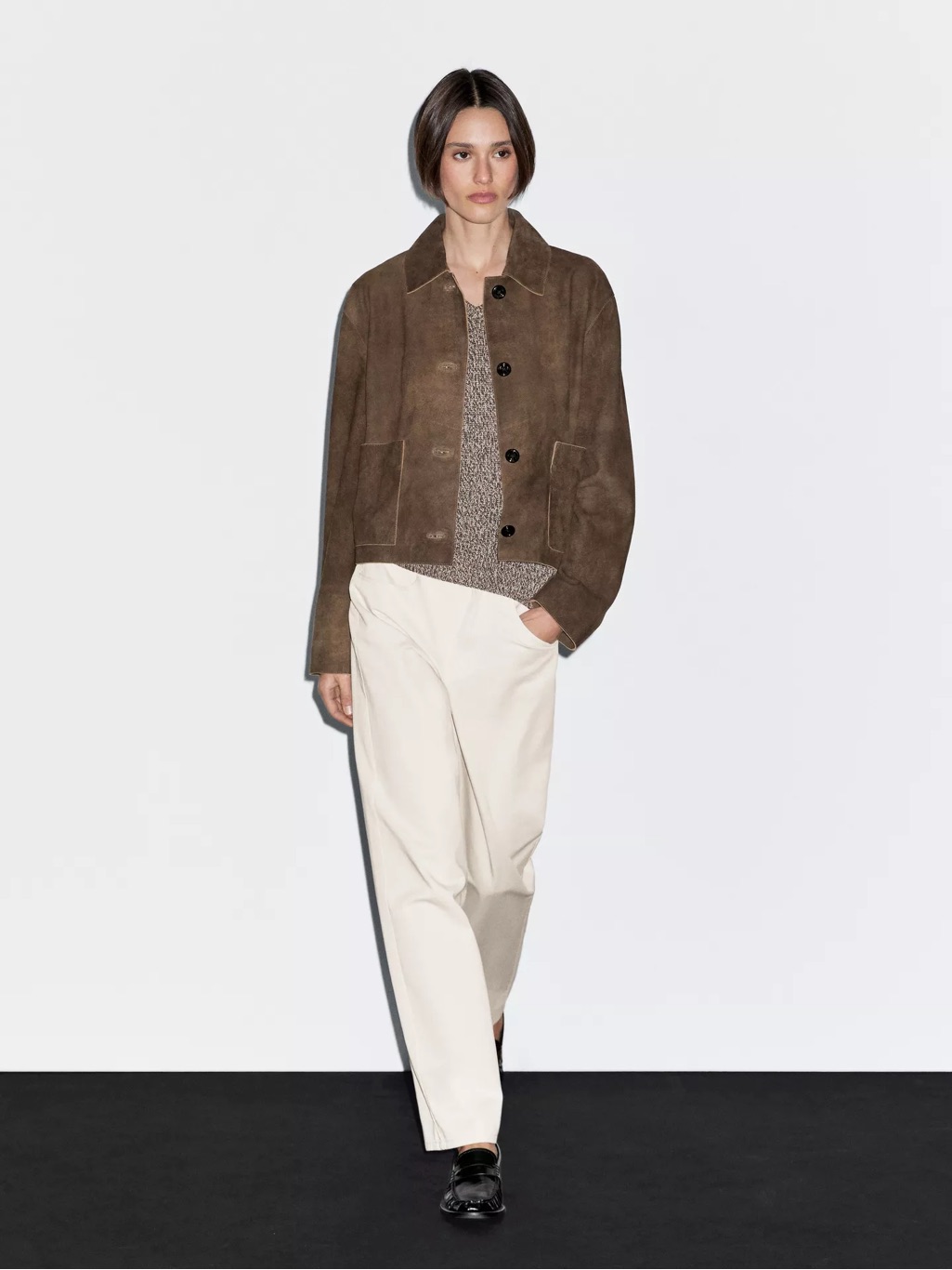 Massimo Dutti Classic Brown Suede Button-Front Jacket — image 4 of 8